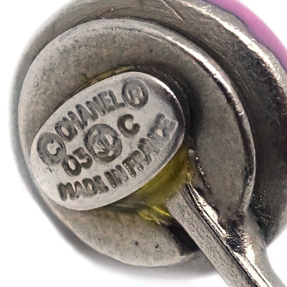 Chanel Button Earrings Clip-On Pink 03C - Picture 4 of 4
